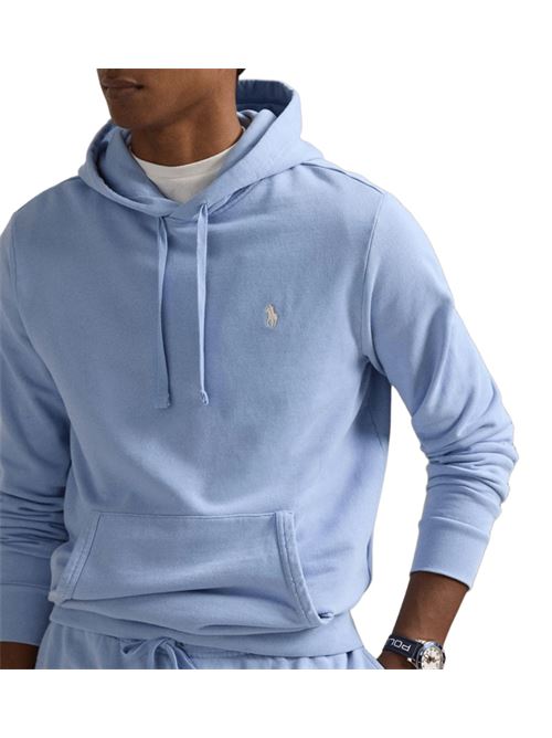 felpa uomo cappuccio cotone garzato celeste POLO RALPH LAUREN | 710916690026